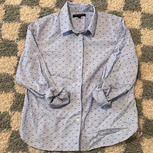 Banana Republic Blue Polka Dot Button-Up Shirt